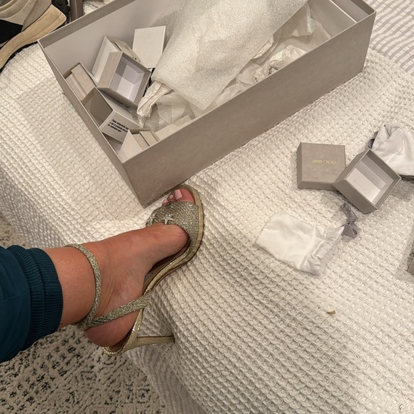 Jimmy Choo Electra 100 Champagne Glitter Heels size 39 - Picture 16 of 16